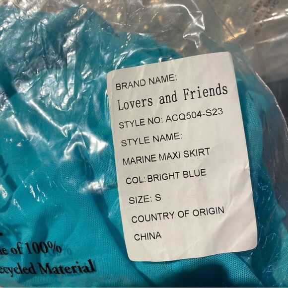 NWT Lovers and Friends Marine Maxi Skirt Bright Blue mesh midi ruched Revolve S - Picture 10 of 10